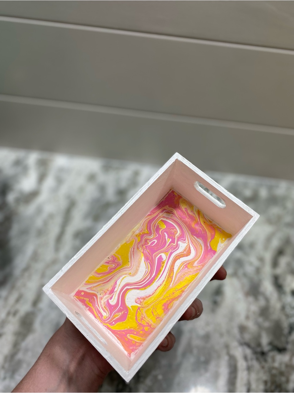 Hand Crafted Pink and Yellow Swirl Tray